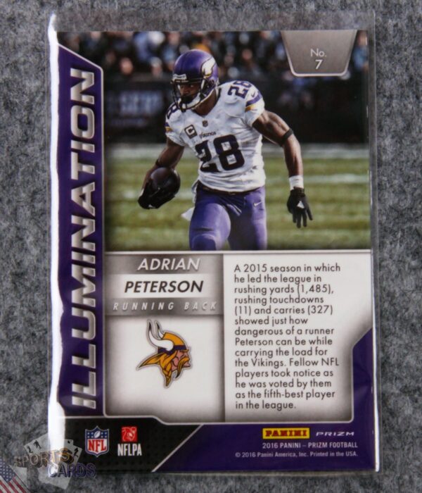 2016 Adrian Peterson #7 Panini Prizm Illumination Prizm-back