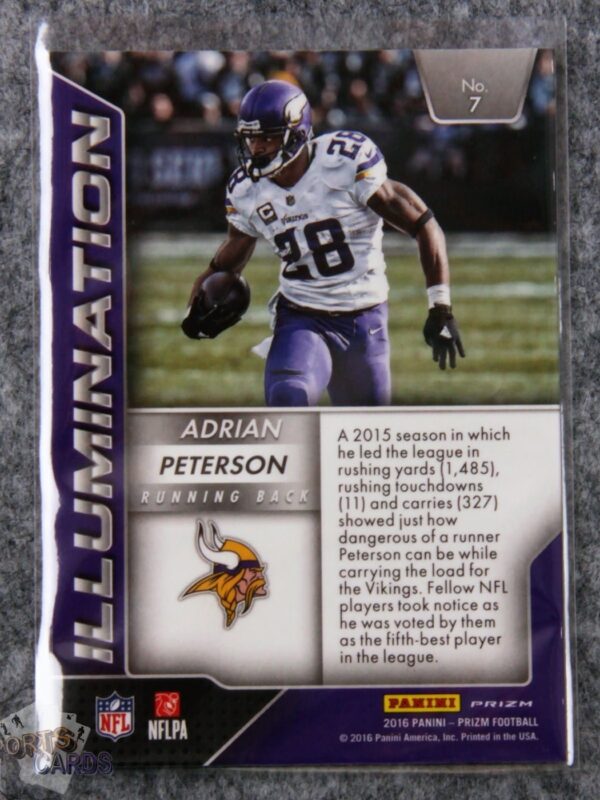 2016 Adrian Peterson #7 Panini Prizm Illumination Prizm-back