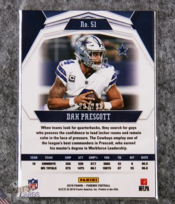 2019 Dak Prescott #51 Panini Phoenix Red /299-back