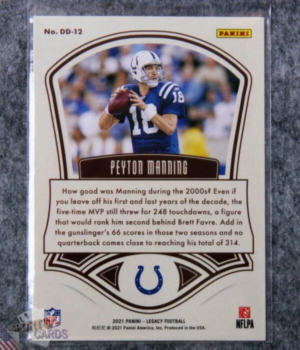 2021 Peyton Manning #DD-12 Panini Legacy Decade of Dominance-back