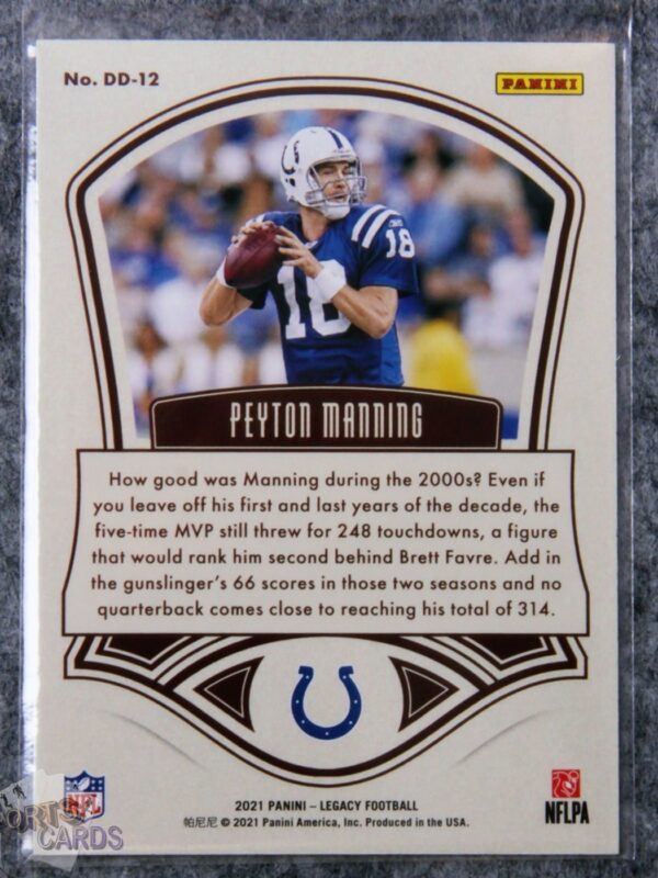 Alternative view of 2021 Peyton Manning #DD-12 Panini Legacy Decade of Dominance