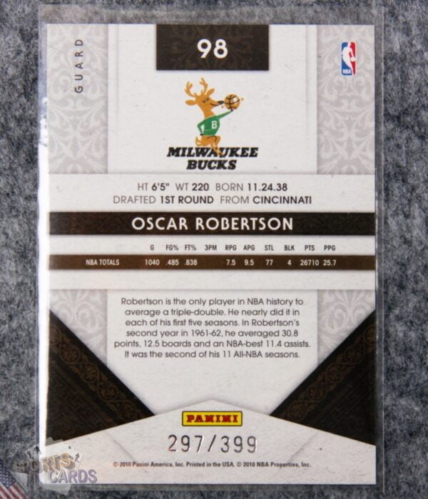 Alternative view of 2009-10 Oscar Robertson #98 Panini Timeless Treasures /399