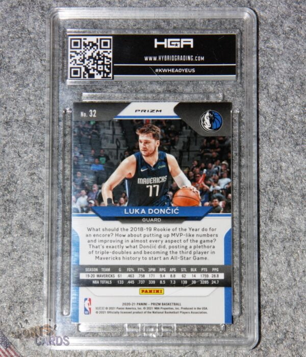 Alternative view of 2020-21 Luka Doncic #32 Panini Prizm Red Cracked Ice HGA 9.5 GEM MT