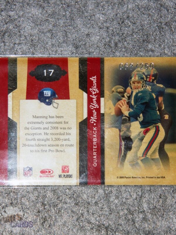 2009 Eli Manning #17 Panini Donruss Classics Sunday's Best /250-back
