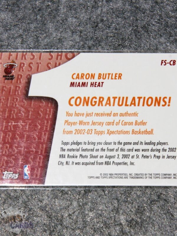 Alternative view of 2002-03 Caron Butler #FS-CB Topps Xpectations First Shot RC