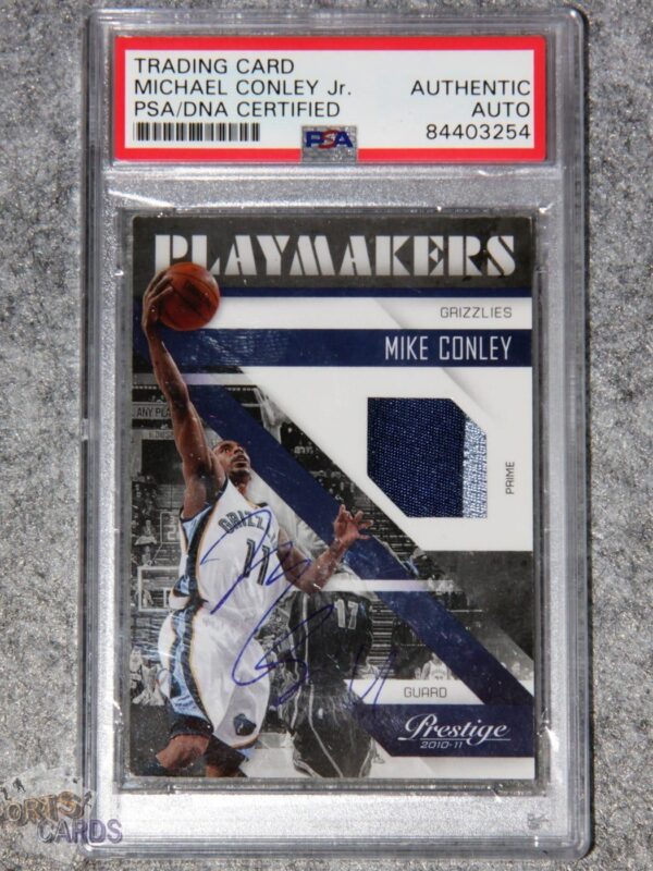 2010-11 Mike Conley #10 Panini Prestige Playmakers Prime PSA-DNA /49-front
