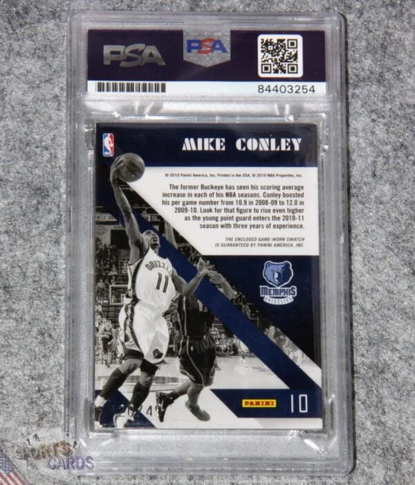 2010-11 Mike Conley #10 Panini Prestige Playmakers Prime PSA-DNA /49-back