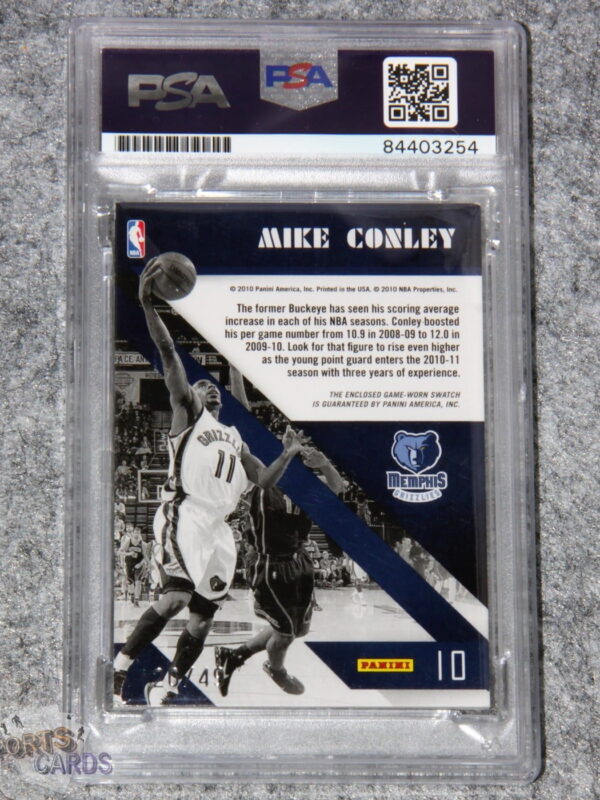 2010-11 Mike Conley #10 Panini Prestige Playmakers Prime PSA-DNA /49-back