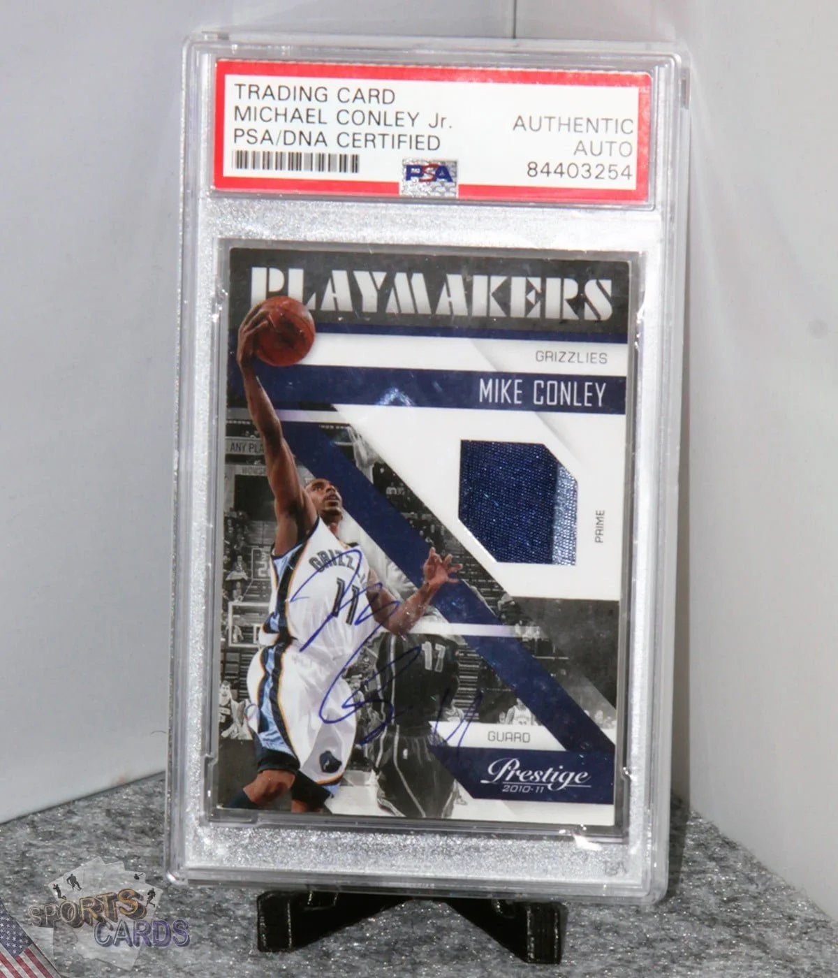 2010-11 Mike Conley #10 Panini Prestige Playmakers Prime PSA-DNA /49-stand