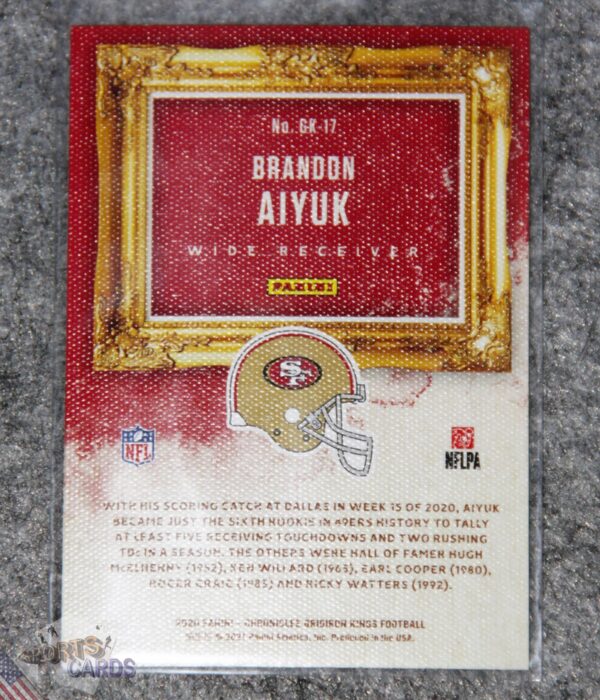 Alternative view of 2020 Brandon Aiyuk #GK-17 Panini Chronicles Gridiron Kings RC