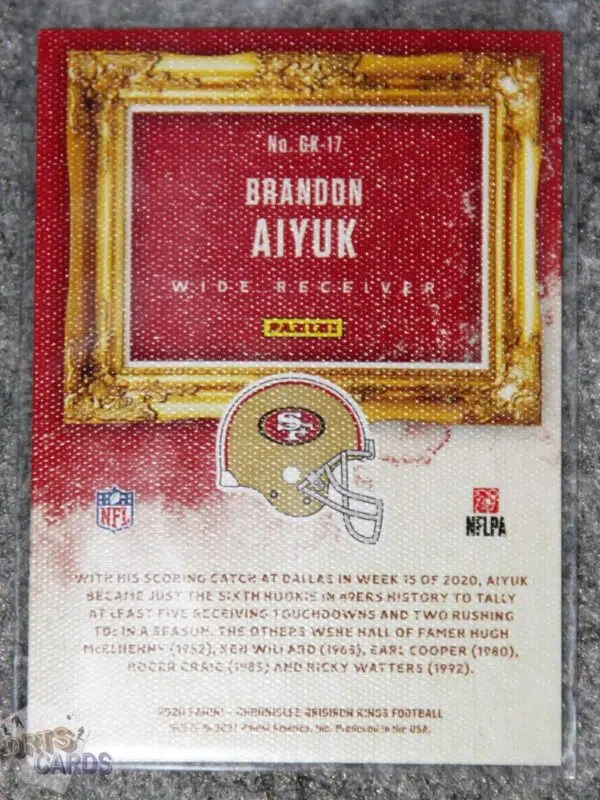 2020 Brandon Aiyuk #GK-17 Panini Chronicles Gridiron Kings RC-back