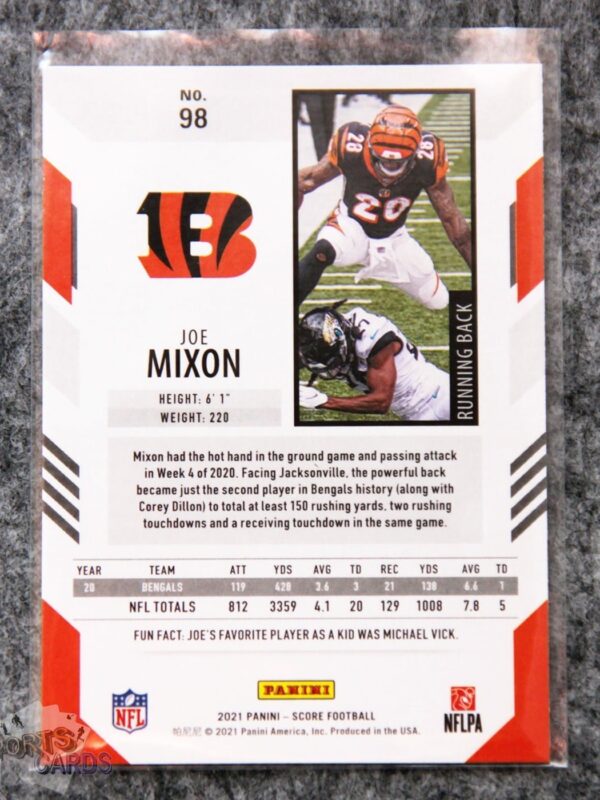 Alternative view of 2021 Joe Mixon #98 Panini Score