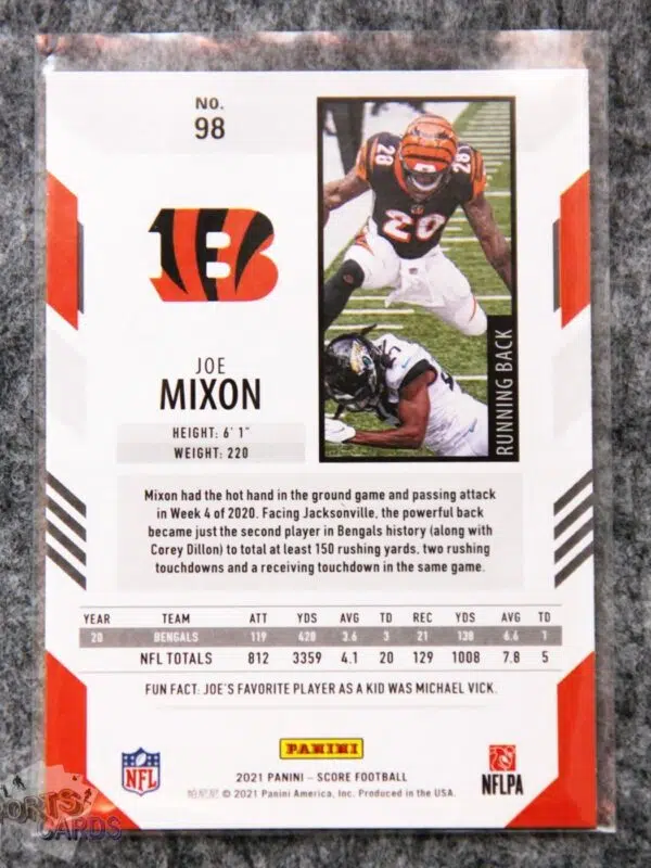 2021 Joe Mixon #98 Panini Score-back