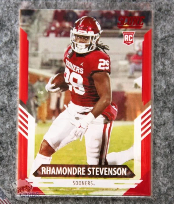 2021 Rhamondre Stevenson #386 Panini Score Red RC-front