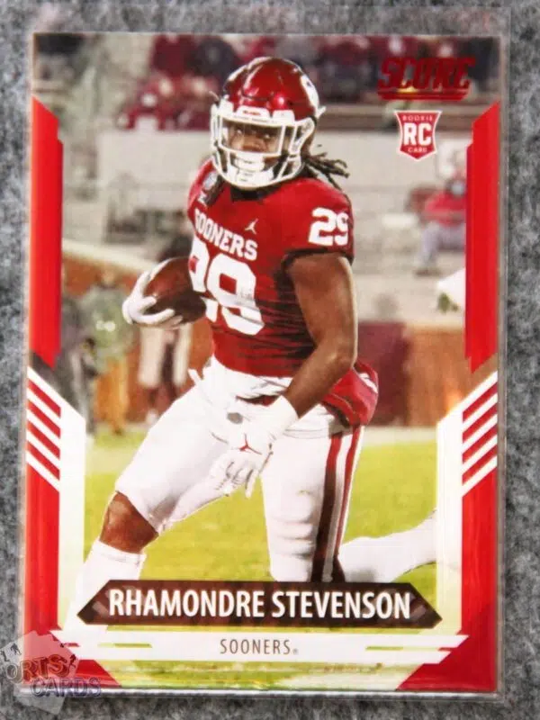 2021 Rhamondre Stevenson #386 Panini Score Red RC-front