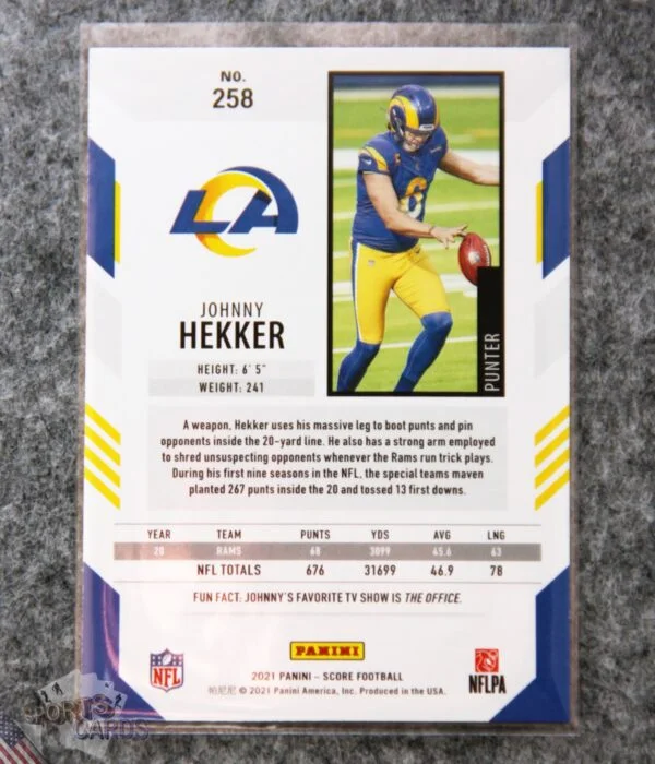 2021 Johnny Hekker #258 Panini Score-back