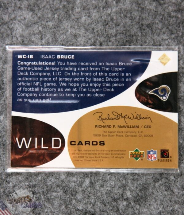 2002 Isaac Bruce #WC-IB Upper Deck Wild Cards /150-back
