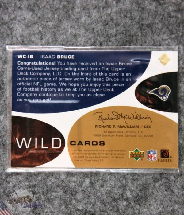2002 Isaac Bruce #WC-IB Upper Deck Wild Cards /150-back