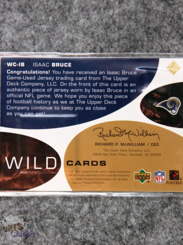 2002 Isaac Bruce #WC-IB Upper Deck Wild Cards /150-back