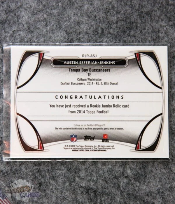 2014 Austin Seferian-Jenkins #RJR-ASJ Topps Rookie Jumbo Relic RC-back