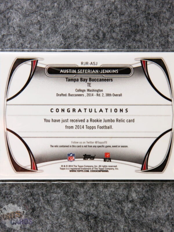 Alternative view of 2014 Austin Seferian-Jenkins #RJR-ASJ Topps Rookie Jumbo Relic RC
