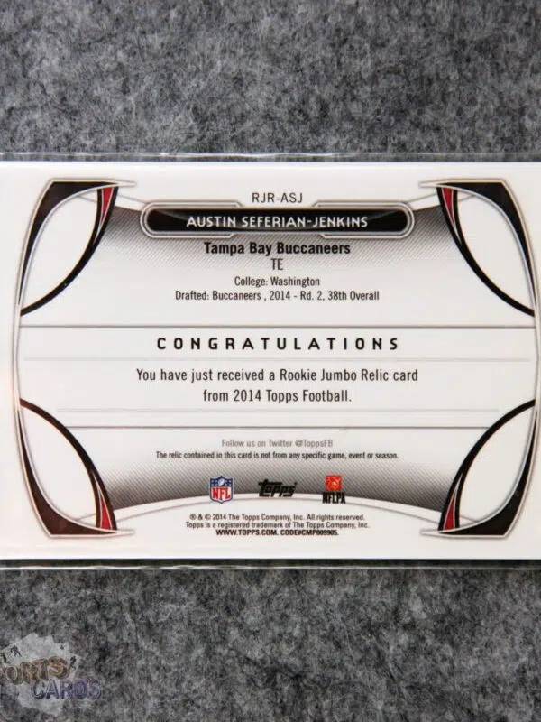 2014 Austin Seferian-Jenkins #RJR-ASJ Topps Rookie Jumbo Relic RC-back