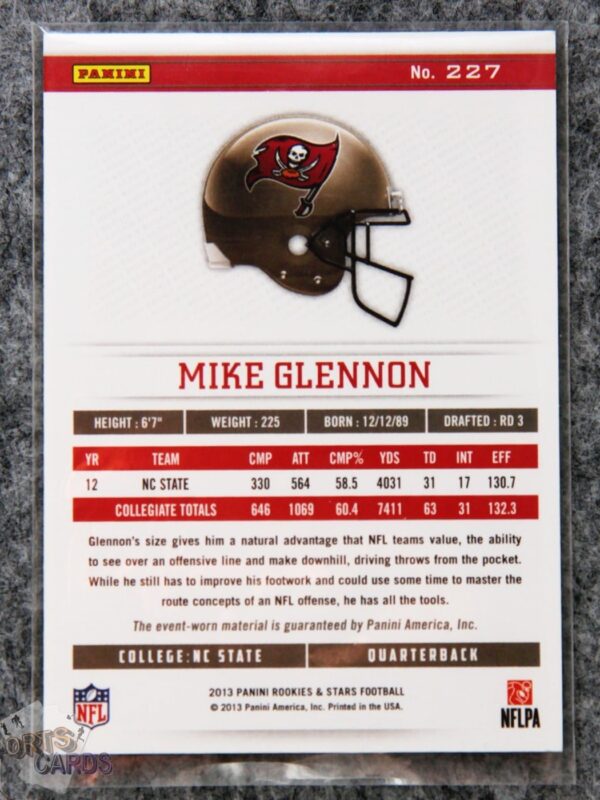 2013 Mike Glennon #227 Panini Rookies & Stars Longevity Ruby RC /299-back