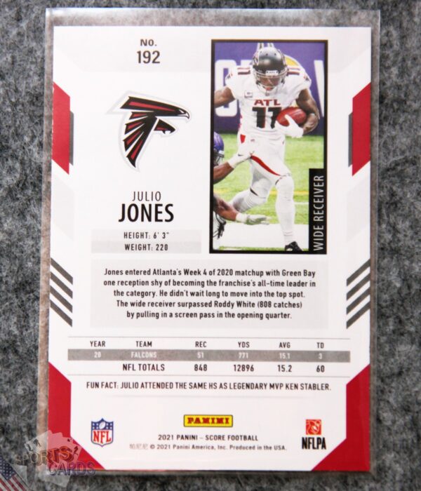 Alternative view of 2021 Julio Jones #192 Panini Score Red