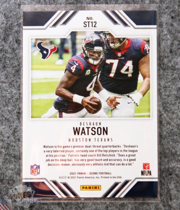 Alternative view of 2021 DeShaun Watson #ST12 Panini Score Red Score Team