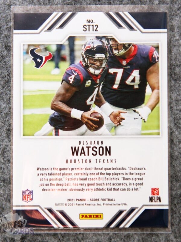 Alternative view of 2021 DeShaun Watson #ST12 Panini Score Red Score Team