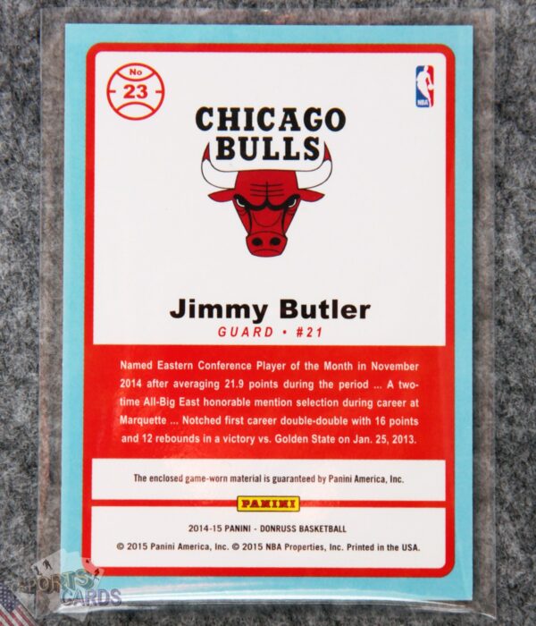 2014-15 Jimmy Butler #23 Panini Donruss Game Threads-back