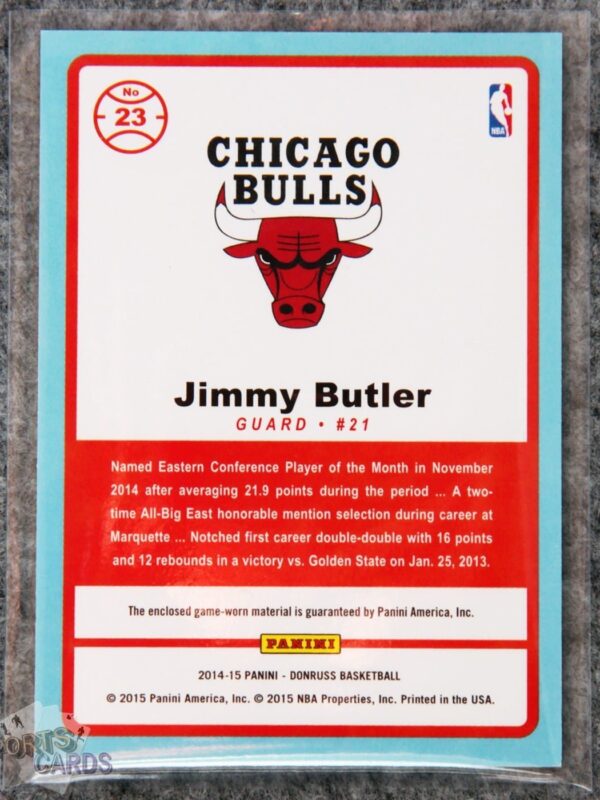 Alternative view of 2014-15 Jimmy Butler #23 Panini Donruss Game Threads