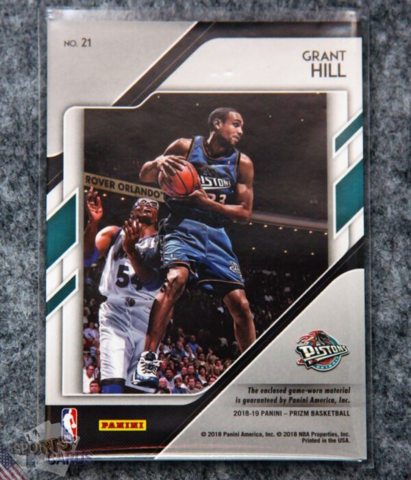 2018-19 Grant Hill #21 Panini Prizm Sensational Swatches-back