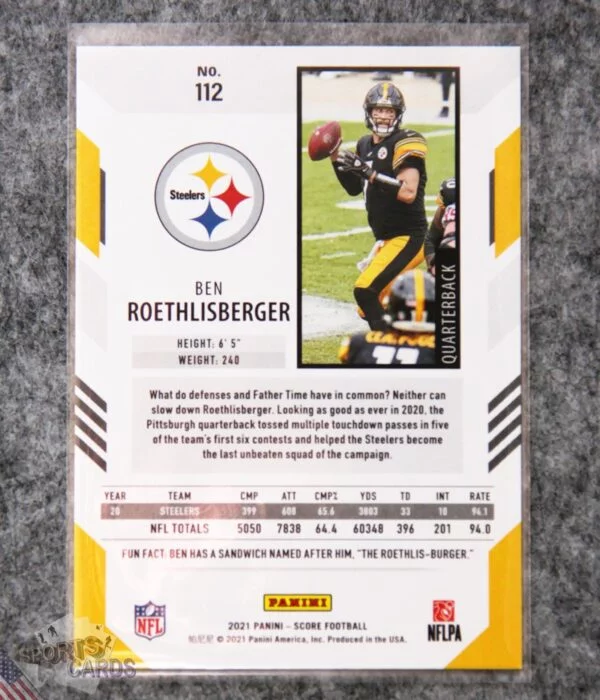 2021 Ben Roethlisberger #112 Panini Score-back