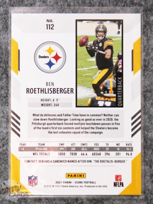 Alternative view of 2021 Ben Roethlisberger #112 Panini Score