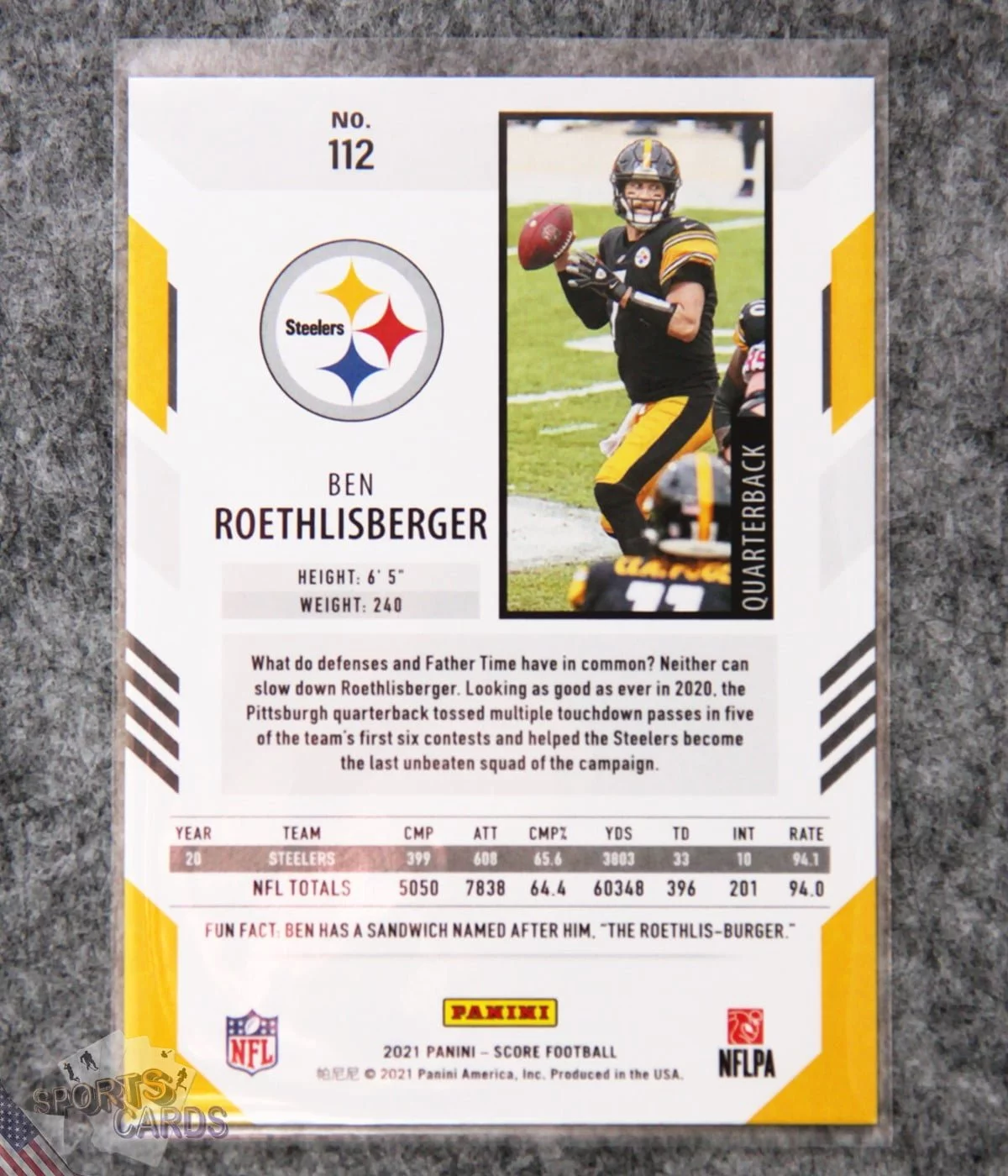 2021 Ben Roethlisberger #112 Panini Score-back