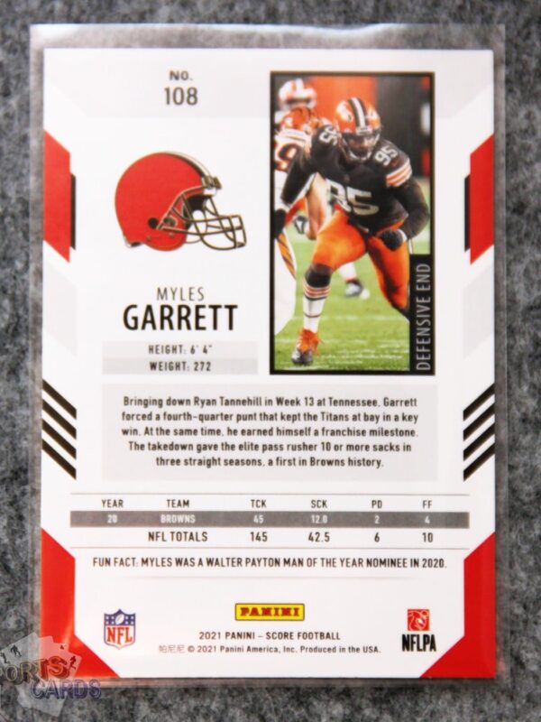 Alternative view of 2021 Myles Garrett #108 Panini Score