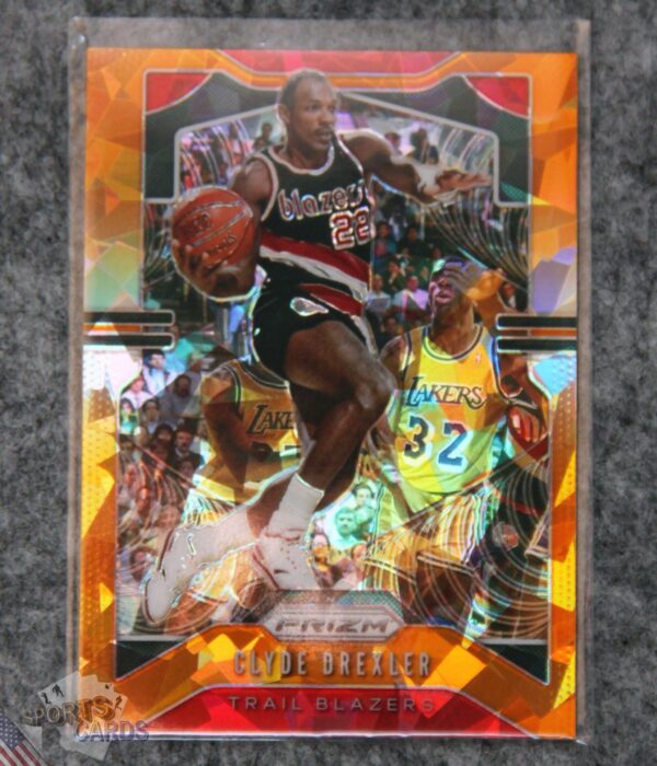2019-20 Clyde Drexler #23 Panini Prizm Orange Cracked Ice Prizm-front