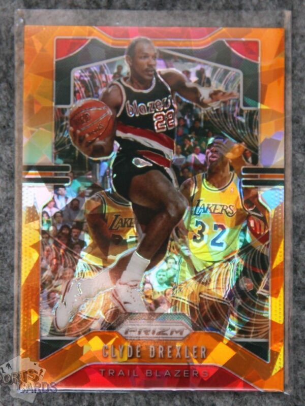 2019-20 Clyde Drexler #23 Panini Prizm Orange Cracked Ice Prizm