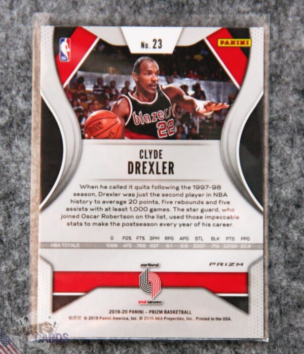 2019-20 Clyde Drexler #23 Panini Prizm Orange Cracked Ice Prizm-back
