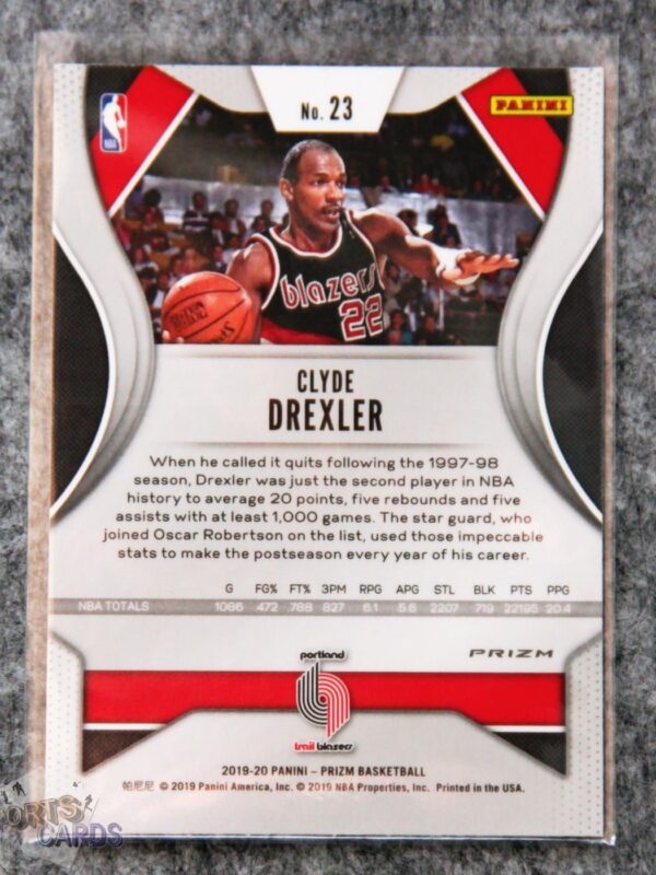 Alternative view of 2019-20 Clyde Drexler #23 Panini Prizm Orange Cracked Ice Prizm