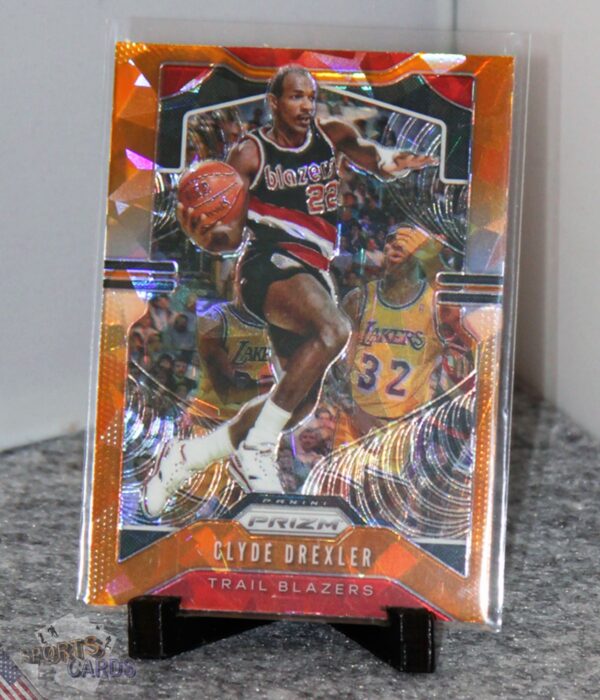 2019-20 Clyde Drexler #23 Panini Prizm Orange Cracked Ice Prizm-stand