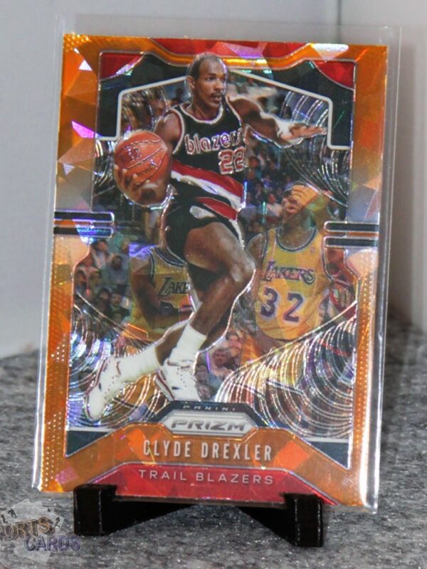 2019-20 Clyde Drexler #23 Panini Prizm Orange Cracked Ice Prizm - Afbeelding 3