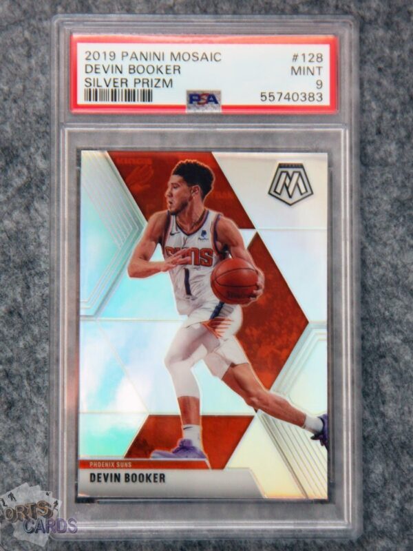 2019-20 Devin Booker #128 Panini Mosaic Silver Prizm PSA 9  MINT-front