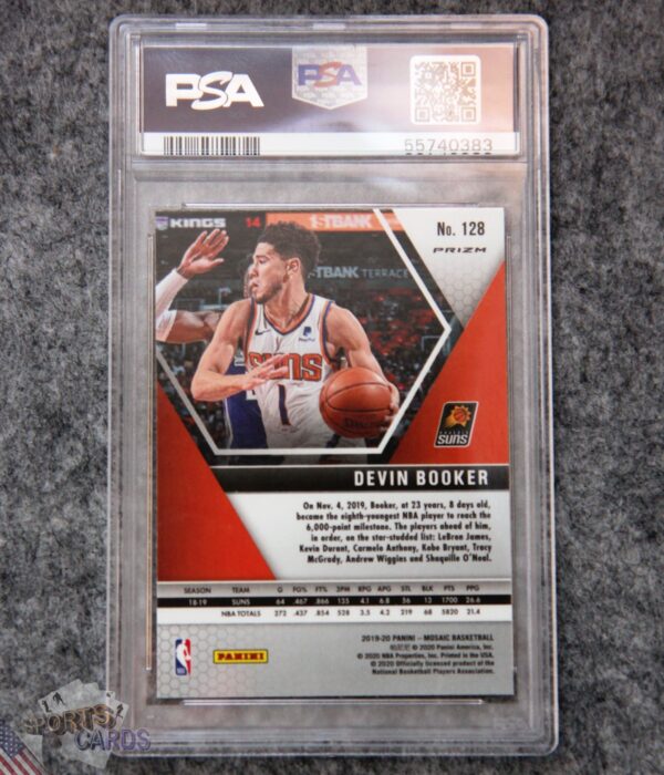 Alternative view of 2019-20 Devin Booker #128 Panini Mosaic Silver Prizm PSA 9  MINT