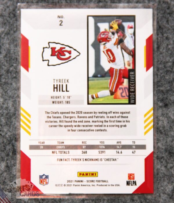 2021 Tyreek Hill #2 Panini Score-back