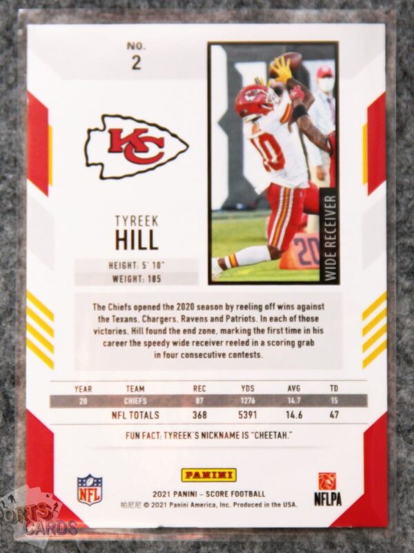 Alternative view of 2021 Tyreek Hill #2 Panini Score