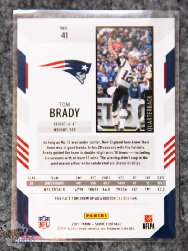 Alternative view of 2021 Tom Brady #41 Panini Score