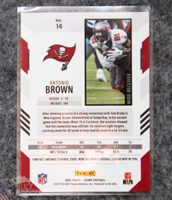 2021 Antonio Brown #14 Panini Score-back