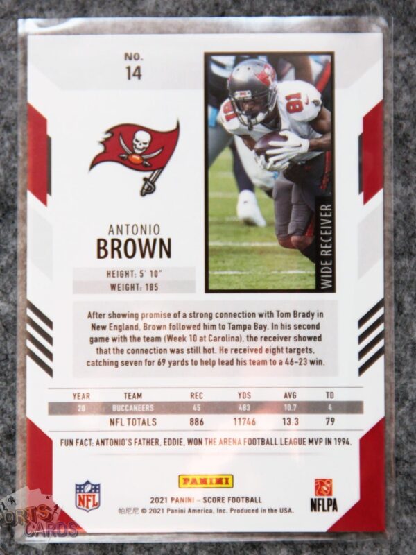 Alternative view of 2021 Antonio Brown #14 Panini Score